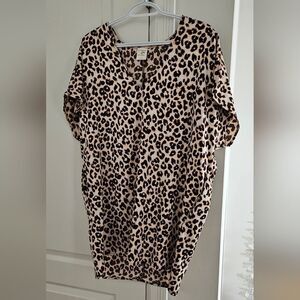 💝Satiny cheetah pocket dress / long top